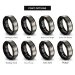 font options for inside engraving on black & gray pocket watch rings