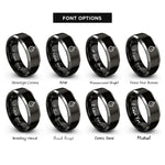 font options for inside engraving on black & gray pocket watch rings