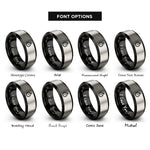 font options for inside engraving on black & gray pocket watch rings