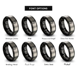 font options for inside engraving on black & silver podcast microphone rings