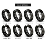 font options for inside engraving on black & silver podcast microphone rings