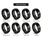 font options for inside engraving on black podcast microphone rings