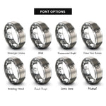 font options for inside engraving on silver podcast microphone rings