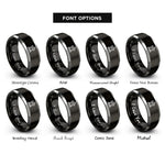 font options for inside engraving on black & grey podium rings