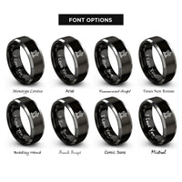 font options for inside engraving on black & grey podium rings