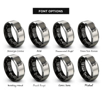 font options for inside engraving on black & gray podium rings