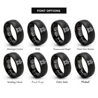 font options for inside engraving on black podium rings