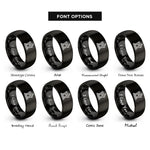 font options for inside engraving on black podium rings