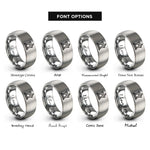 font options for inside engraving on silver podium rings