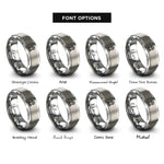 font options for inside engraving on gray podium rings