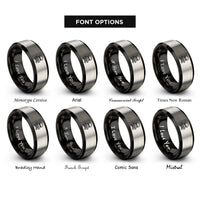 font options for inside engraving on black & grey poison skull rings