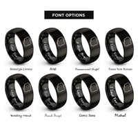 font options for inside engraving on black poland rings