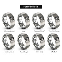 font options for inside engraving on silver polar grid rings