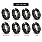 font options for inside engraving on black & silver polaris north star rings