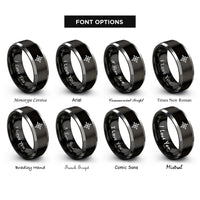 font options for inside engraving on black & silver polaris north star rings
