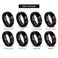 font options for inside engraving on black polaris north star rings