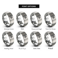 font options for inside engraving on silver polaris north star rings