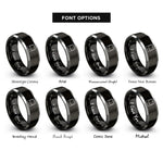 font options for inside engraving on black & silver polaroid rings