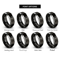 font options for inside engraving on black & silver polaroid rings