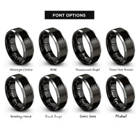 font options for inside engraving on black & silver police badge shield rings