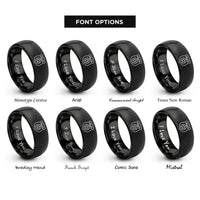 font options for inside engraving on black police badge shield rings