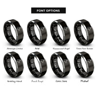 font options for inside engraving on black & grey police dog silhouette rings