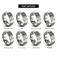 font options for inside engraving on gray police dog silhouette rings