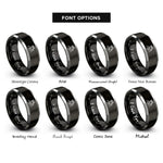 font options for inside engraving on black & silver police officer salute rings