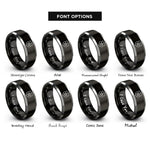 font options for inside engraving on black & silver police shield star rings