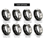 font options for inside engraving on black & silver police shield star rings