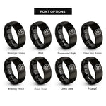 font options for inside engraving on black police shield star rings