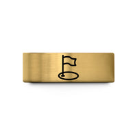 men's polished tungsten band – gold tungsten golf flag wedding band