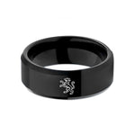 comfort fit band him – black tungsten heraldic hound wedding band