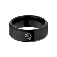 comfort fit band him – black tungsten heraldic hound wedding band