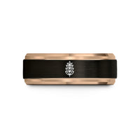 tungsten carbide ring him – black & rose gold tungsten oat sheaf wedding band