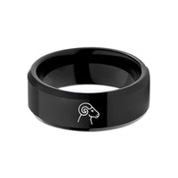 men's durable wedding bands – black tungsten ram wedding band