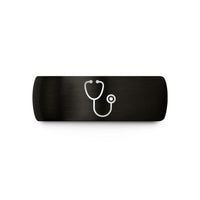 tungsten carbide ring him – black & gold tungsten stethoscope wedding band