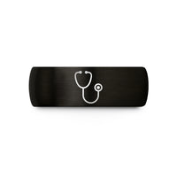 engraved tungsten ring him – black tungsten stethoscope wedding band