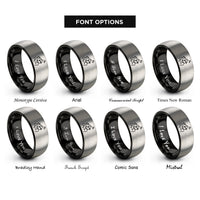 font options for inside engraving on black & gray polo player rings