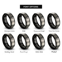 font options for inside engraving on black & silver polo player rings