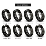 font options for inside engraving on black & grey polo player rings