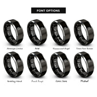 font options for inside engraving on black & grey polo player rings