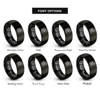 font options for inside engraving on black polo player rings