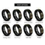 font options for inside engraving on gunmetal & black polo player rings