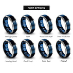 font options for inside engraving on blue & gray polygonal star rings