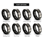 font options for inside engraving on black & grey pom poms rings