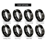 font options for inside engraving on black & grey pomegranate rings