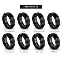 font options for inside engraving on black pomegranate rings