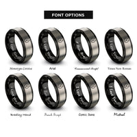 font options for inside engraving on black & gray pomeranian rings