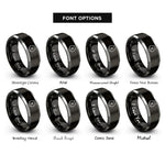 font options for inside engraving on black & gray pomeranian rings